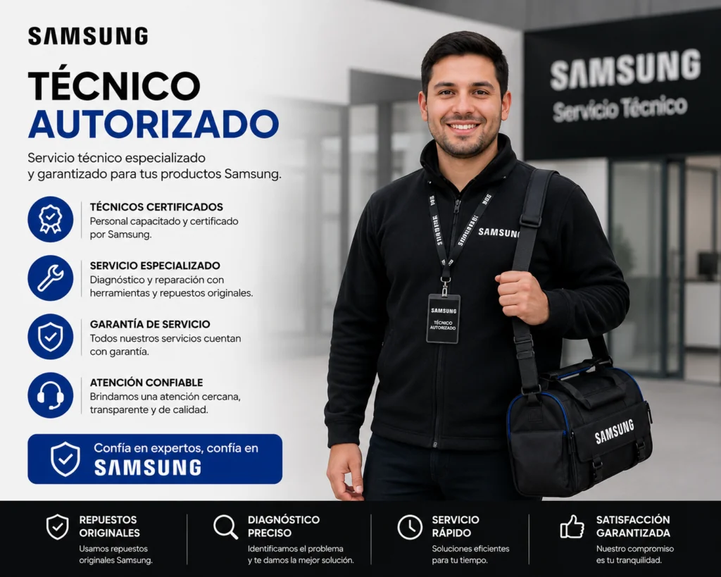 Técnico autorizado Samsung Cali, certificado y con garantía de servicio